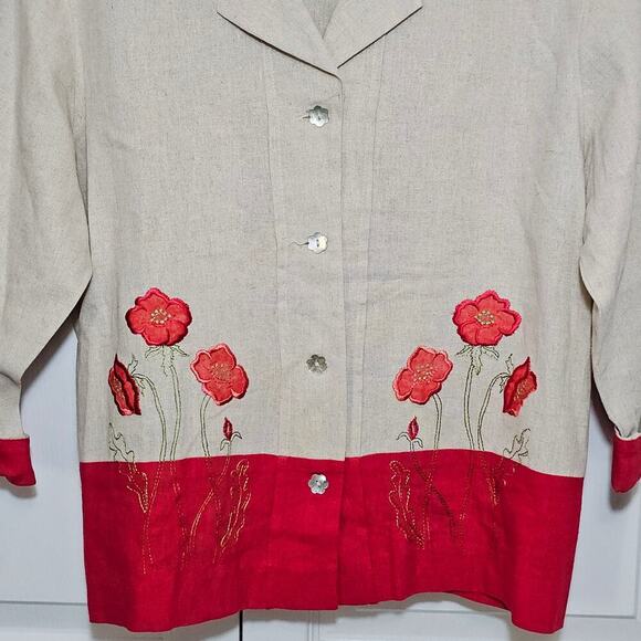 Coldwater Creek NWOT Linen Poppy Jacket Blazer 6‎ Lightweight Spring Cottage - Picture 3 of 6